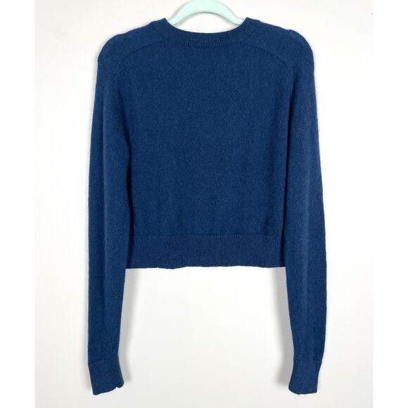 Peruvian Connection 100% Royal Alpaca Blue Sweater Small Long Sleeve Crop - Picture 5 of 9
